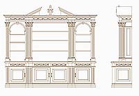 Corinthian Bookcase and Credenza